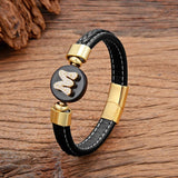 Zircon Bracelet Round Natural Stone Woven Leather Couple Bangles