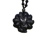 Jade Nine Tailed Fox Pendant Necklace Gemstone Chinese for Women Men Vintage
