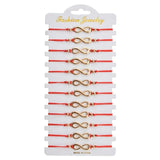 12pcs Red Rope Chain Bracelet Set Silver Infinity Love Charms