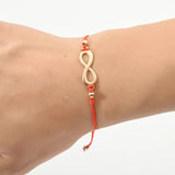12pcs Red Rope Chain Bracelet Set Silver Infinity Love Charms