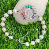 Boho Virgin Mary Pearl Beaded Bracelet Natural Freshwater Gift