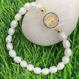 Boho Virgin Mary Pearl Beaded Bracelet Natural Freshwater Gift