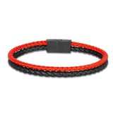 Men Double Strand Leather Rope Bracelet Stainless Steel Buckle
