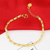 Real 18K Golden Pixiu Lucky Bead Bracelet - Female Pure Plated Bangle