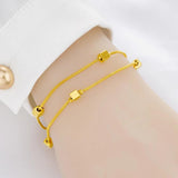 Real 18K Golden Pixiu Lucky Bead Bracelet - Female Pure Plated Bangle
