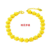 Real 18K Golden Pixiu Lucky Bead Bracelet - Female Pure Plated Bangle