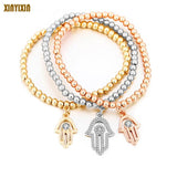 Charm Crystal Hand Beads Bracelet Women Fatima Hand Elastic Bracelet Bangle Boho