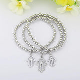 Charm Crystal Hand Beads Bracelet Women Fatima Hand Elastic Bracelet Bangle Boho