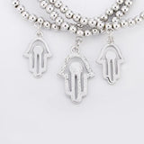 Charm Crystal Hand Beads Bracelet Women Fatima Hand Elastic Bracelet Bangle Boho