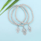 Charm Crystal Hand Beads Bracelet Women Fatima Hand Elastic Bracelet Bangle Boho