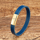 Leather Couple Bracelet Chain Bangle Stainless Steel Jewelry