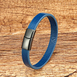 Leather Couple Bracelet Chain Bangle Stainless Steel Jewelry