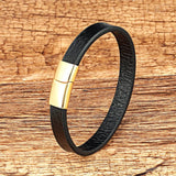 Leather Couple Bracelet Chain Bangle Stainless Steel Jewelry
