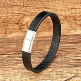 Leather Couple Bracelet Chain Bangle Stainless Steel Jewelry