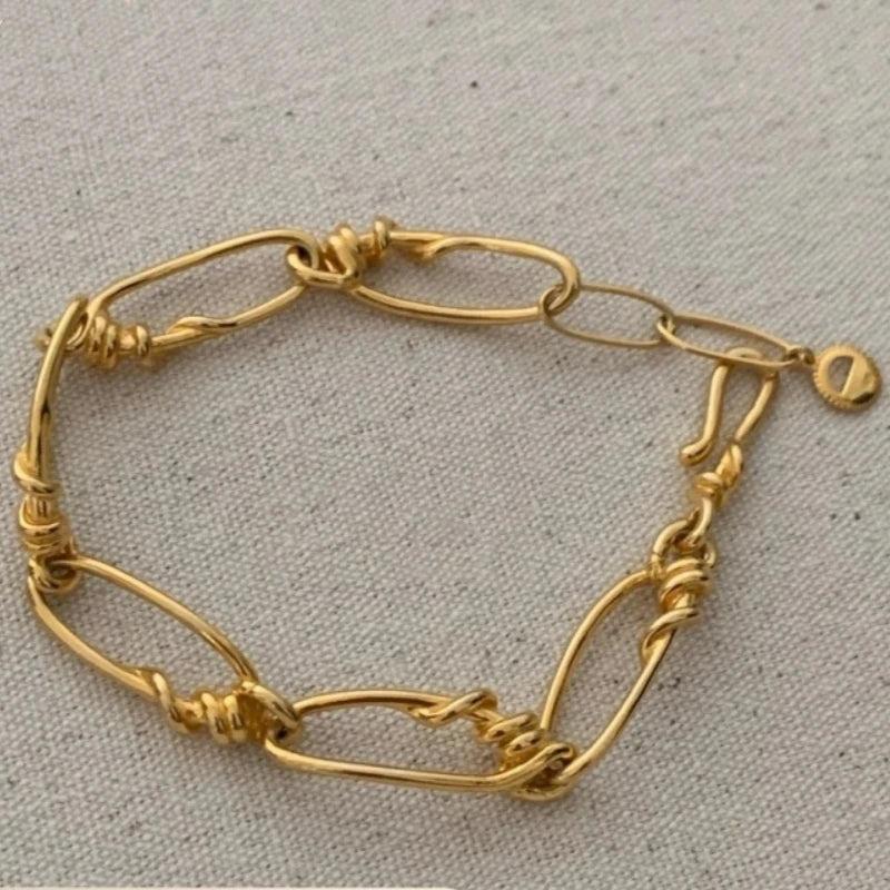 Vintage Twisted Pattern Bracelet Minimalist Link Chain Jewelry
