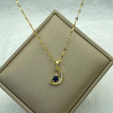 Green Water Drop Necklace Butterfly Pendant