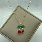 Green Water Drop Necklace Butterfly Pendant