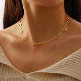 Stainless Steel Hearts Pendant Choker Chain Necklace