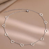 Stainless Steel Hearts Pendant Choker Chain Necklace