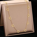 Stainless Steel Hearts Pendant Choker Chain Necklace