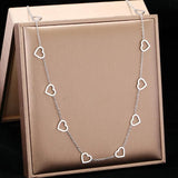 Stainless Steel Hearts Pendant Choker Chain Necklace
