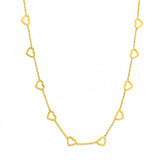 Stainless Steel Hearts Pendant Choker Chain Necklace