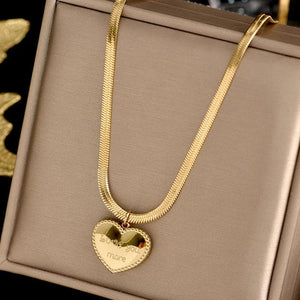 Love Heart Necklace for Women Snake Chain Party Accessories