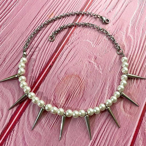 Egirl Pearl Spike Necklace DIY Stud Pendant Women Accessories
