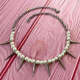 Egirl Pearl Spike Necklace DIY Stud Pendant Women Accessories
