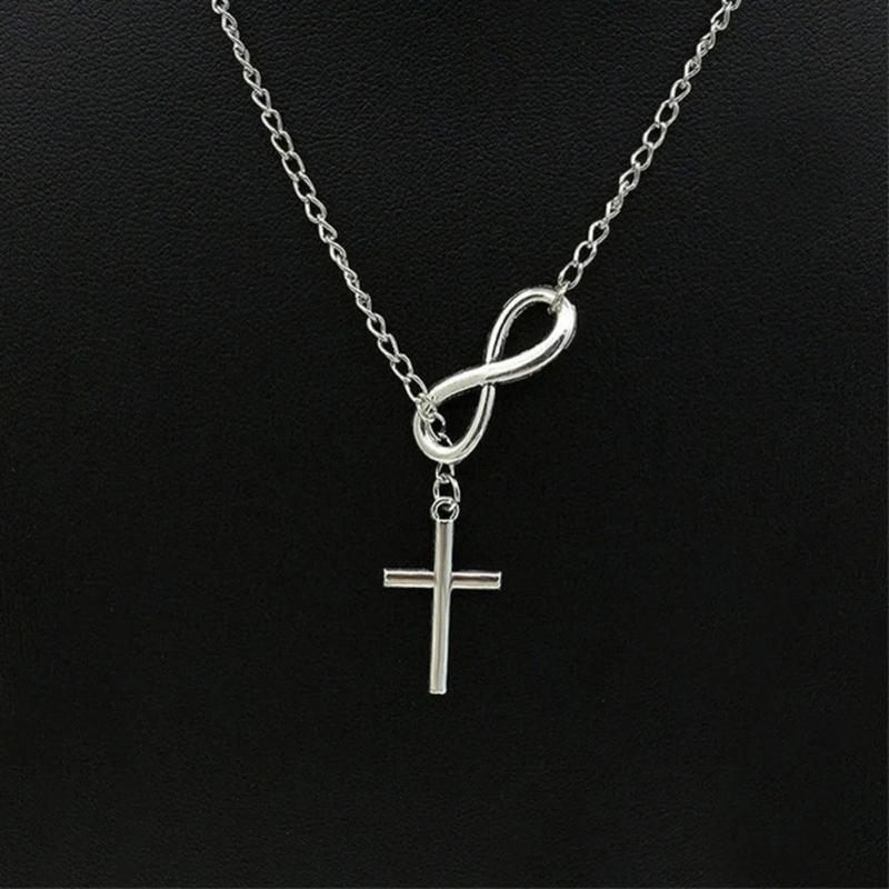 Stainless Steel Infinity Charm Cross Pendant Necklace Gift