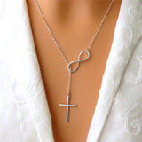 Stainless Steel Infinity Charm Cross Pendant Necklace Gift