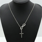 Stainless Steel Infinity Charm Cross Pendant Necklace Gift