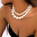 Big Pearl Beads Choker Necklace For Women Bride