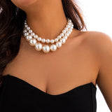 Big Pearl Beads Choker Necklace For Women Bride