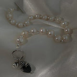 Romantic Crown Love Heart Crystal Pearl 925 Sterling Silver Bracelet