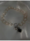 Romantic Crown Love Heart Crystal Pearl 925 Sterling Silver Bracelet
