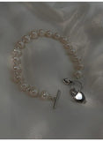 Romantic Crown Love Heart Crystal Pearl 925 Sterling Silver Bracelet