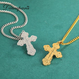 Serbian Cross Pendant Necklace Stainless Steel Talisman Charm