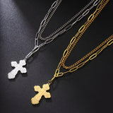 Serbian Cross Pendant Necklace Stainless Steel Talisman Charm