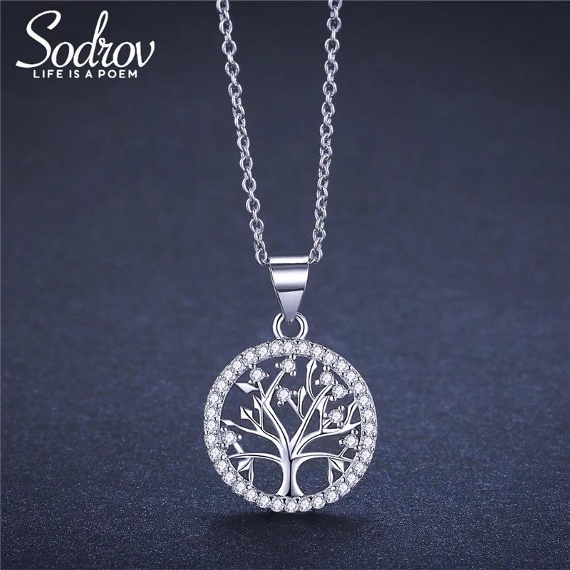 SODROV Tree of Life Necklace Platinum Plated Choker Chain