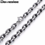 Gunmetal Tone Stainless Steel Cable Chain Necklace for Men 6mm 18-36inch LKN498