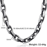 Gunmetal Tone Stainless Steel Cable Chain Necklace for Men 6mm 18-36inch LKN498