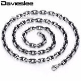 Gunmetal Tone Stainless Steel Cable Chain Necklace for Men 6mm 18-36inch LKN498