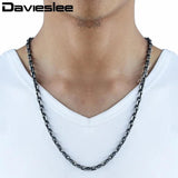 Gunmetal Tone Stainless Steel Cable Chain Necklace for Men 6mm 18-36inch LKN498