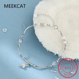 925 Silver Mermaid Tail Moonstone Bracelet, Pearl Bracelet