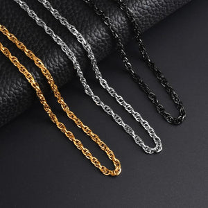 3mm Stainless Steel Double Cable Chain Necklace Men Women 21-80cm