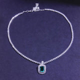 Stonefans Green Crystal Pendant Necklace Hip Hop Rhinestone Tennis