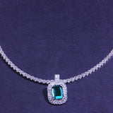 Stonefans Green Crystal Pendant Necklace Hip Hop Rhinestone Tennis