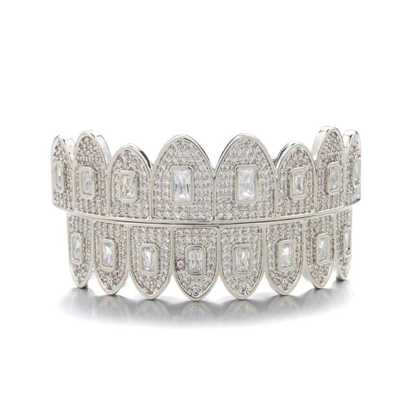 Hip Hop CZ Stones Teeth Grillz Caps Iced Out Micro Pave Grills for Men Women