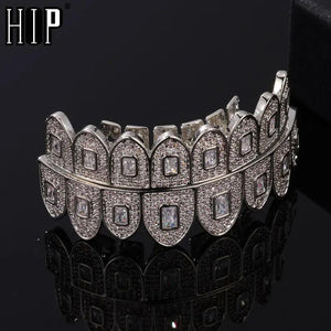 Hip Hop CZ Stones Teeth Grillz Caps Iced Out Micro Pave Grills for Men Women